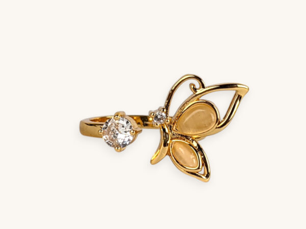 Golden Ring Butterfly Stone (Free Size)