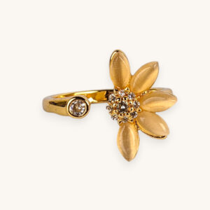 Golden Ring Leaf Stone (Free Size)