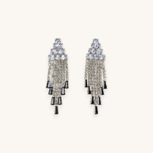 Silver Dangle Drop Earrings White Black
