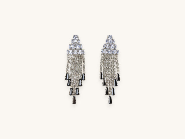Silver Dangle Drop Earrings White Black