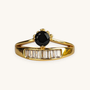 Golden Ring Round Stone (Free Size)