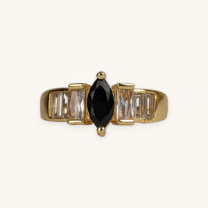 Golden Marquise Stone Ring (Free Size)