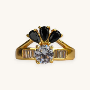 Golden Ring Three Stone (Free Size)