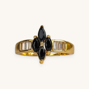 Golden Four Stone Ring (Free Size)