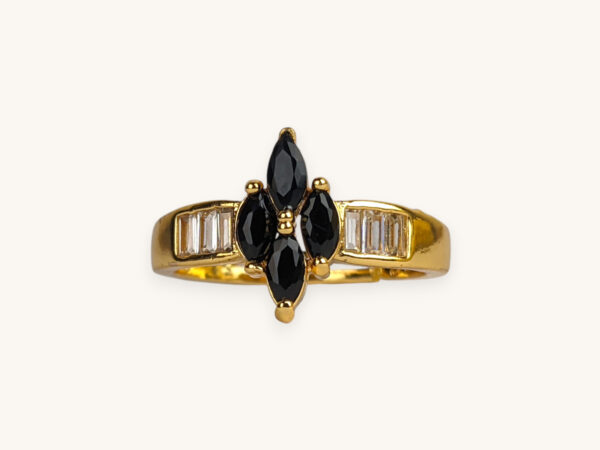 Golden Four Stone Ring (Free Size)