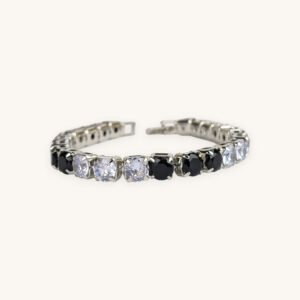 Silver Crystal Black Stones Bracelet
