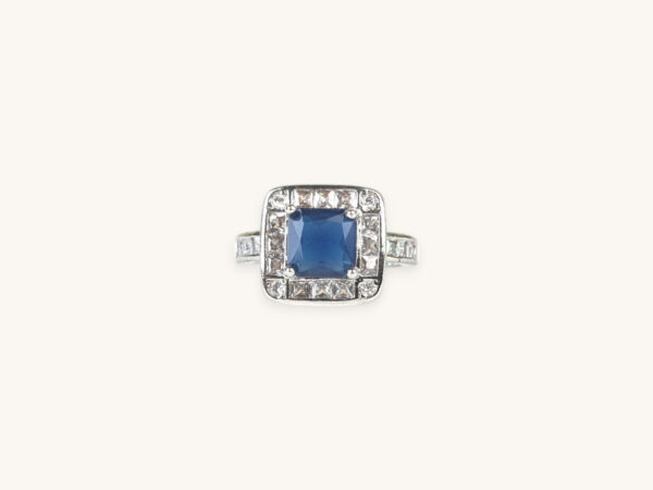 Silver Ring Square Stone (Free Size)