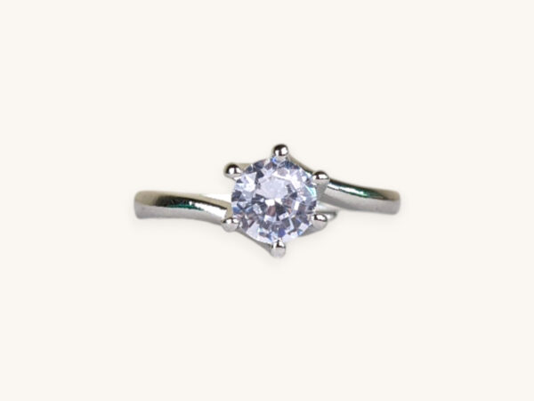 Crystal Diamond Silver Stone Ring (Free Size)