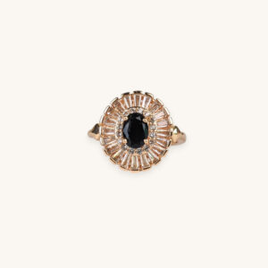 Golden Ring Black Stone (Free Size)