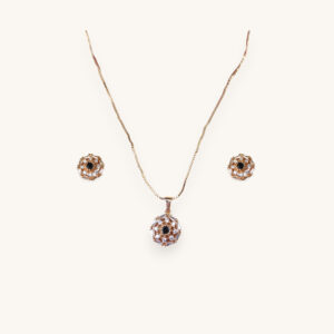 Golden Black Stone Earrings Necklace