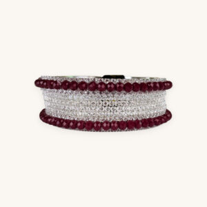 Silver Bangles Maroon Set(Karay) (2.8)