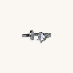 Silver Nail Diamond Ring (Free Size)