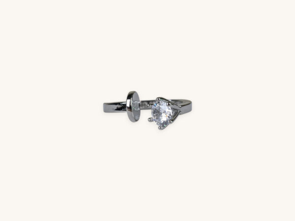 Silver Nail Diamond Ring (Free Size)