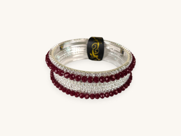 Silver Bangles Maroon Set(Karay) (2.8) - Image 2