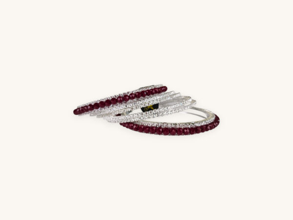 Silver Bangles Maroon Set(Karay) (2.8) - Image 3