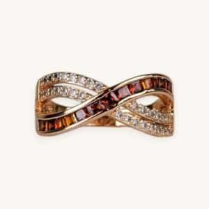 Twisted Bronze Stone Golden Ring (Free Size)