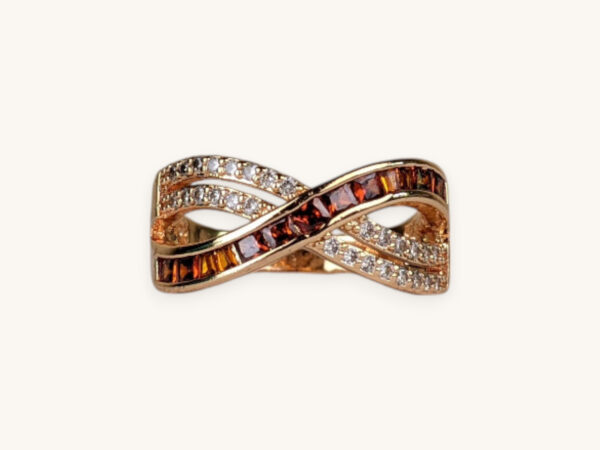 Twisted Bronze Stone Golden Ring (Free Size)