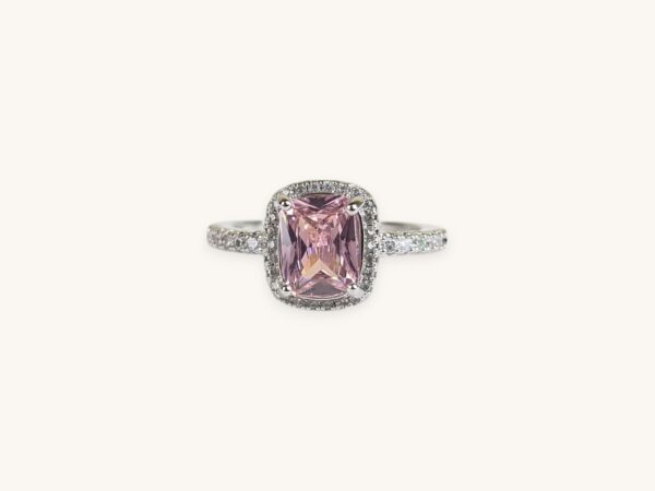 Luxury Big Crystal Pink Square Zircon Stone Ring Wedding Jewelry For Women
