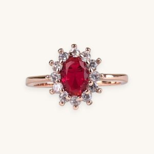 Red Crystal Wedding Ring for Women Rose Gold Zirconia (17)