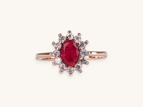 Red Crystal Wedding Ring for Women Rose Gold Zirconia (17)