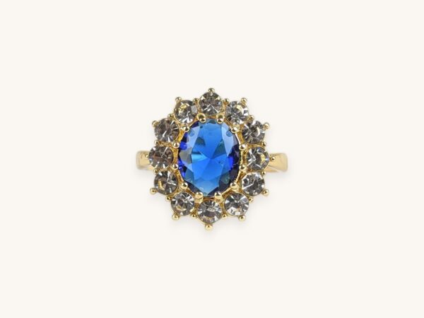 Charm Golden Round Flower Ring for Women Blue Stone (18)