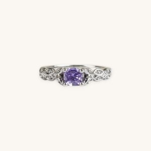 Light Luxury Style Amethyst Zirconia Women's Ring Purple