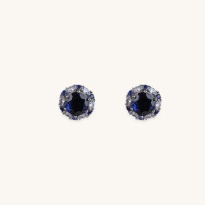 Huitan Luxury Cubic Zirconia Stud Earrings for Women Blue