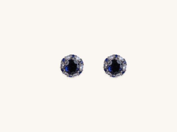 Huitan Luxury Cubic Zirconia Stud Earrings for Women Blue
