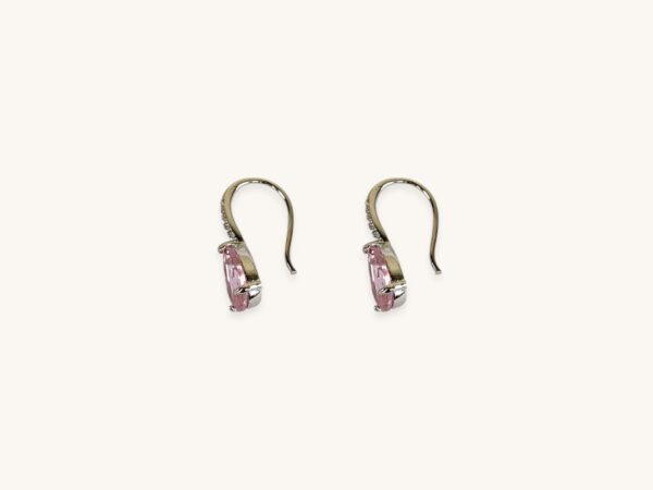 Huitan Pear Pink Cubic Zirconia Drop Earrings for Women Silver - Image 2
