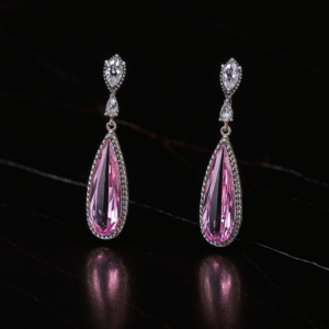 Huitan Luxury Water Drop Pink Dangle Earrings for Women Novel Design