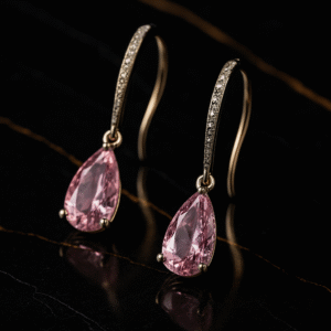 Huitan Pear Pink Cubic Zirconia Drop Earrings for Women Silver