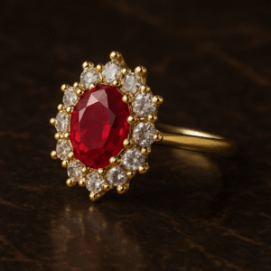 Red Crystal Wedding Ring for Women Rose Gold Zirconia (17)