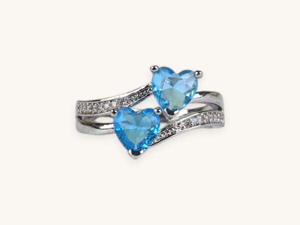 Huitan Ring For Women Double Heart Shaped Blue (18)