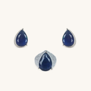 Pear Shaped Silver Earrings and Rings Set