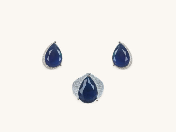 Pear Shaped Silver Earrings and Rings Set