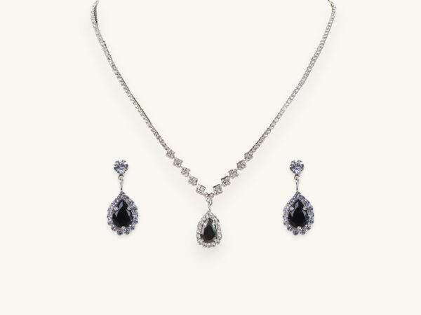 Copper Claw Chain Series Water Drop Necklace Earrings Jewelry Set Black