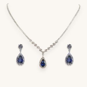 Copper Claw Chain Series Water Drop Necklace Earrings Jewelry Set Blue