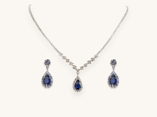 Copper Claw Chain Series Water Drop Necklace Earrings Jewelry Set Blue