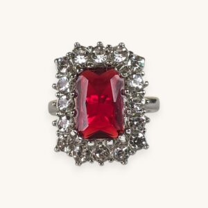 Delicate Square Flower Silver Ring (18)