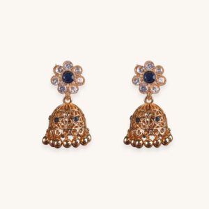 Golden Jhumka Floral Earrings