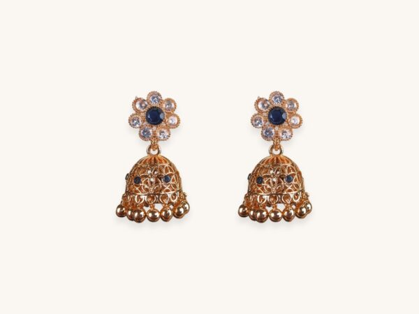 Golden Jhumka Floral Earrings