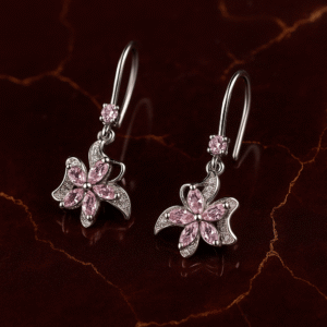 925 Sterling Silver Luxury Crystal Flower Drop Earrings