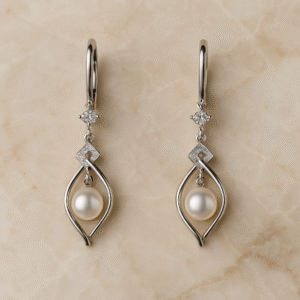 925 Sterling Silver AAA Zircon Natural Pearl Earrings