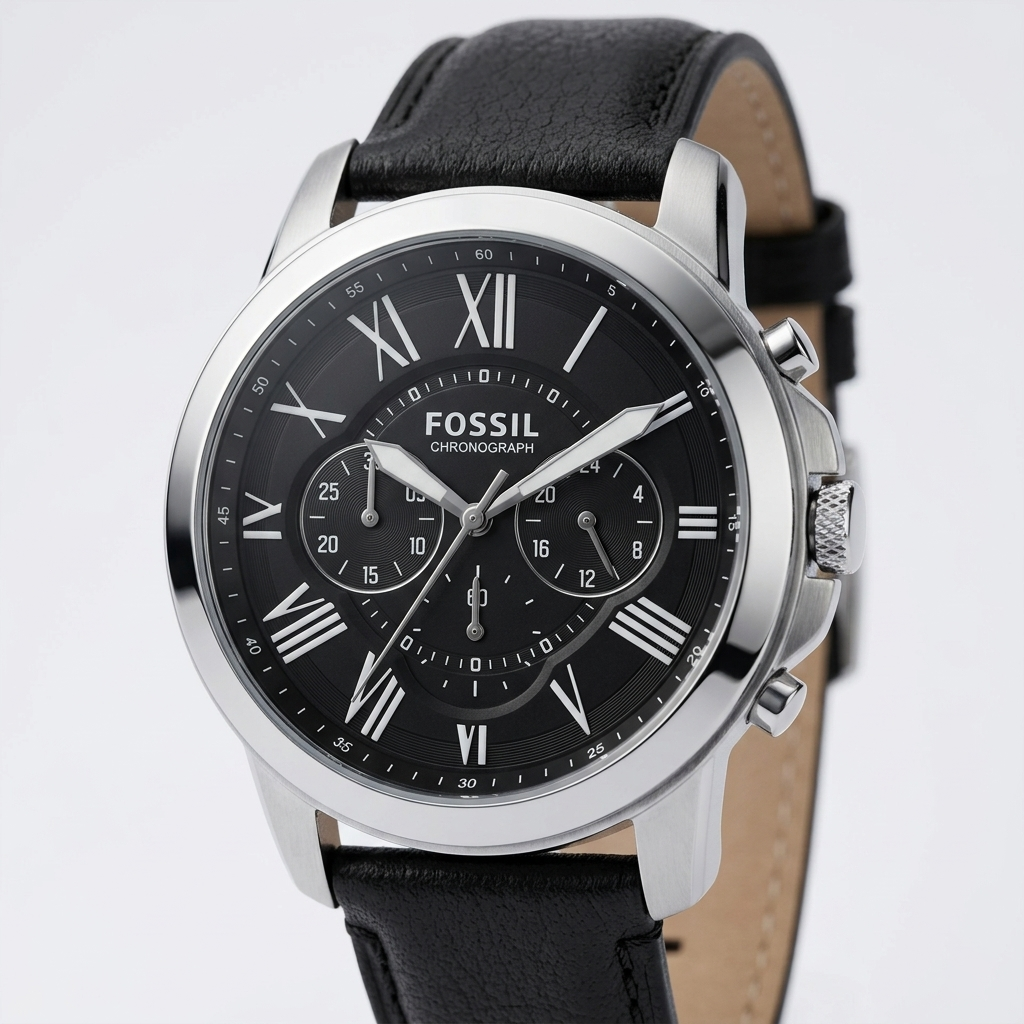 Fossil Grant Chronograph Black Leather Men's Watch FS4812