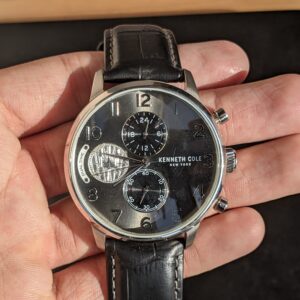 Kenneth Cole New York KC51019020 Dual Time Men's Analog Watch Black Leather