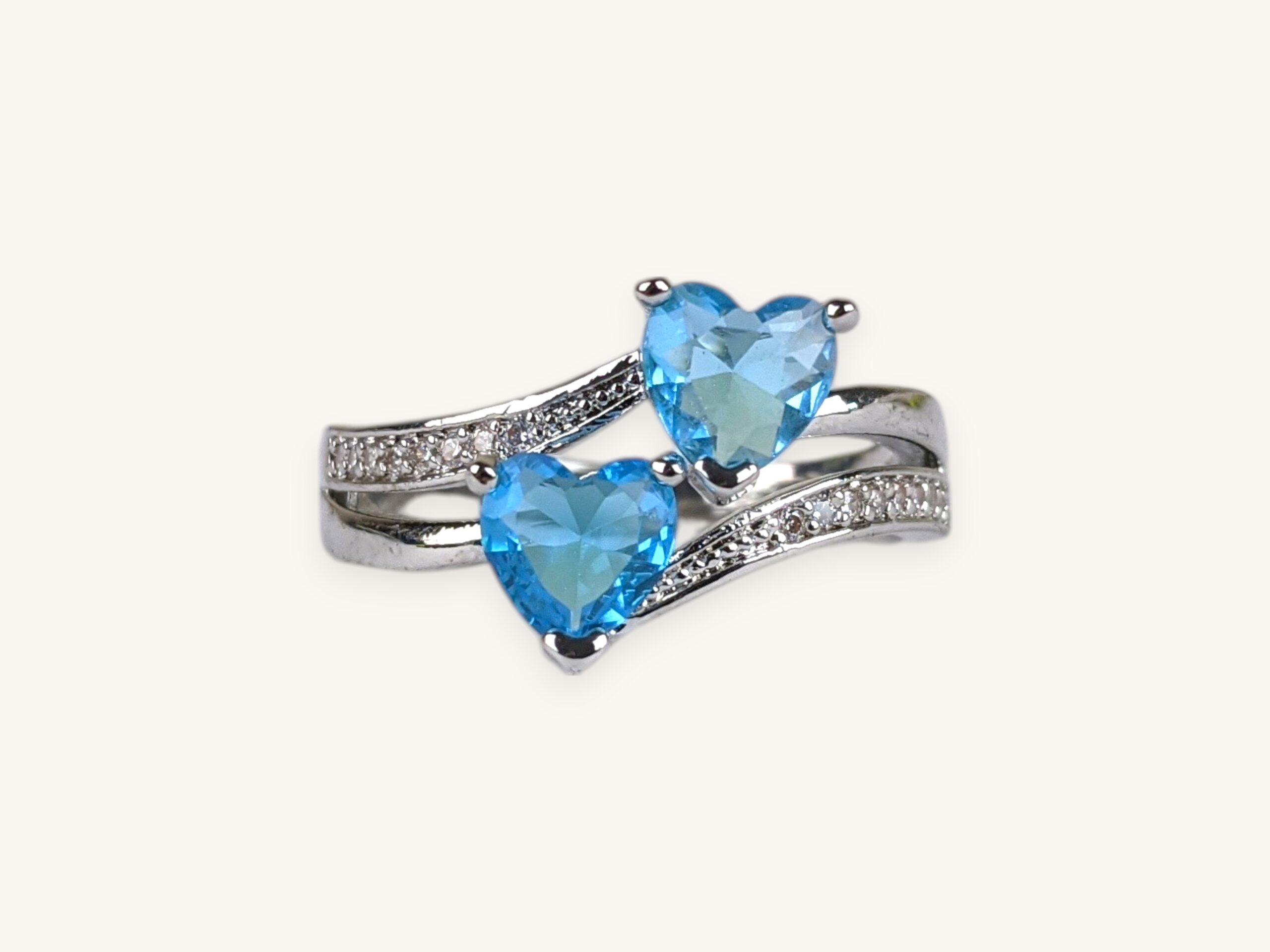 Huitan Ring For Women Double Heart Shaped Blue (18)