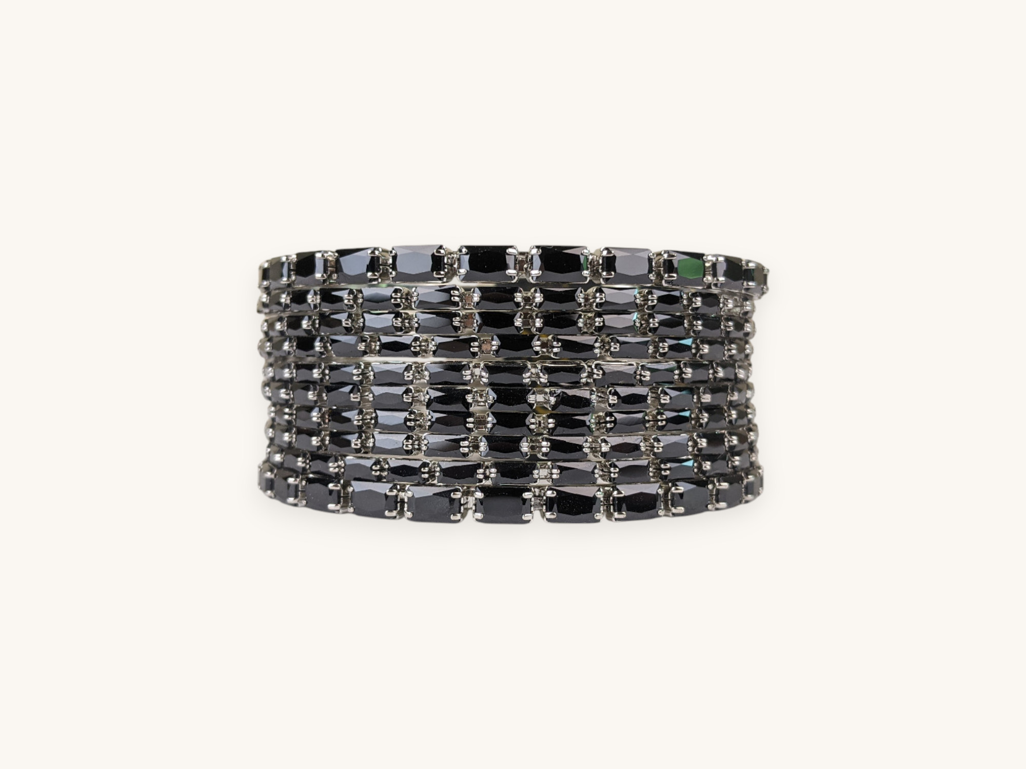 Silver Bangles Black Stone Set(Karay)