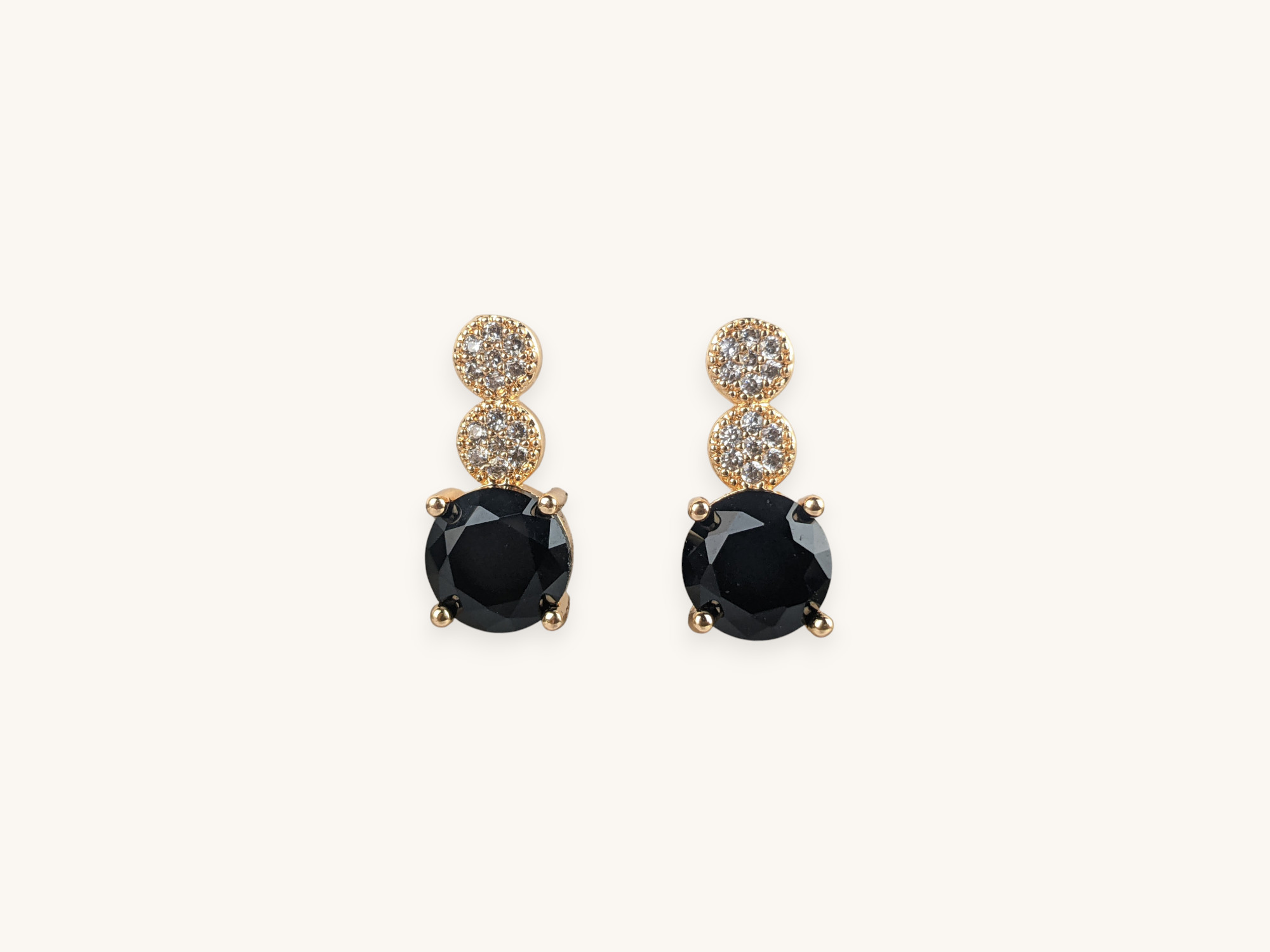 Golden Round Stone Earrings