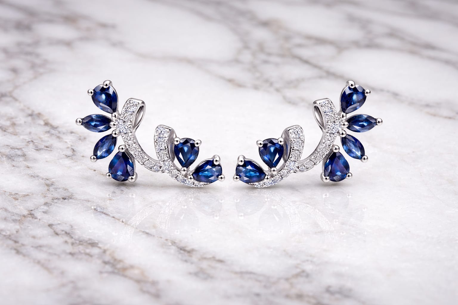 Huitan Blue CZ Stud Earrings
