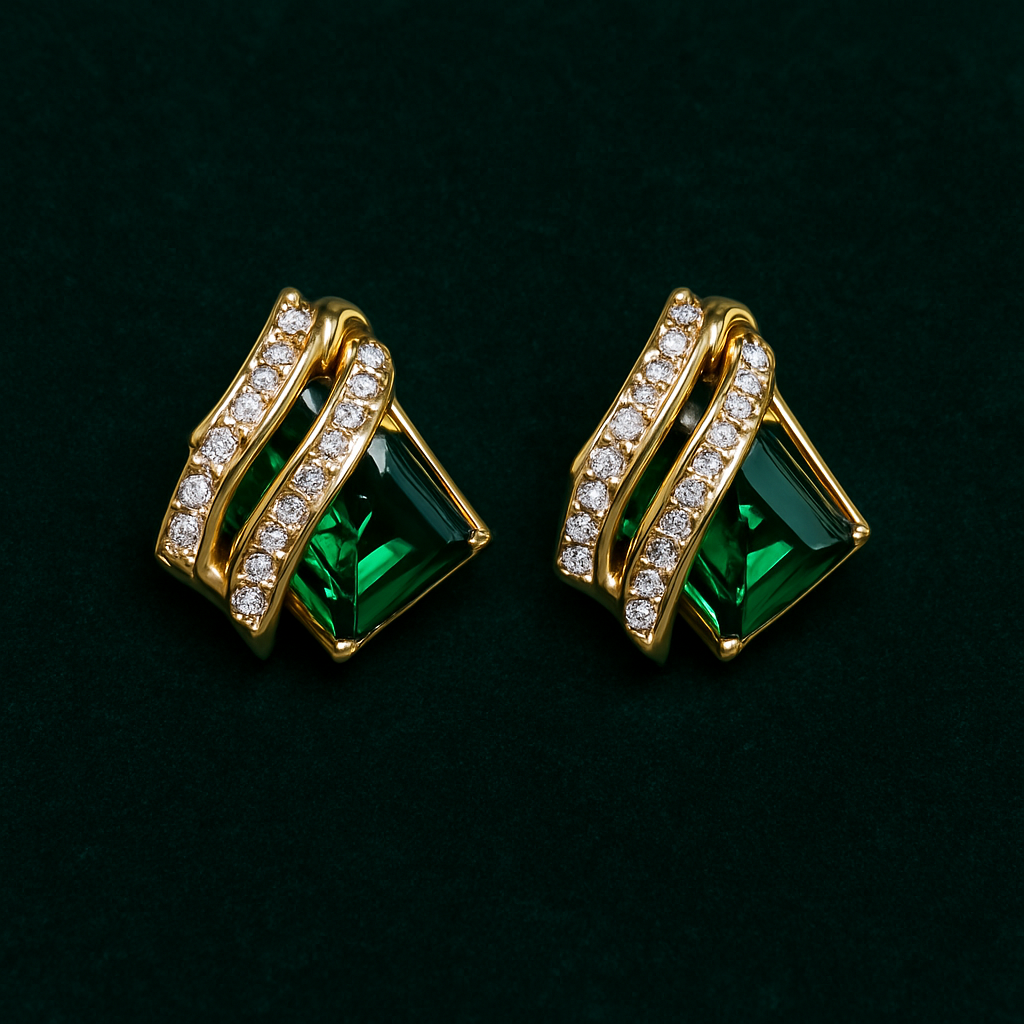 Gold-plated Zircon Crystal Earrings